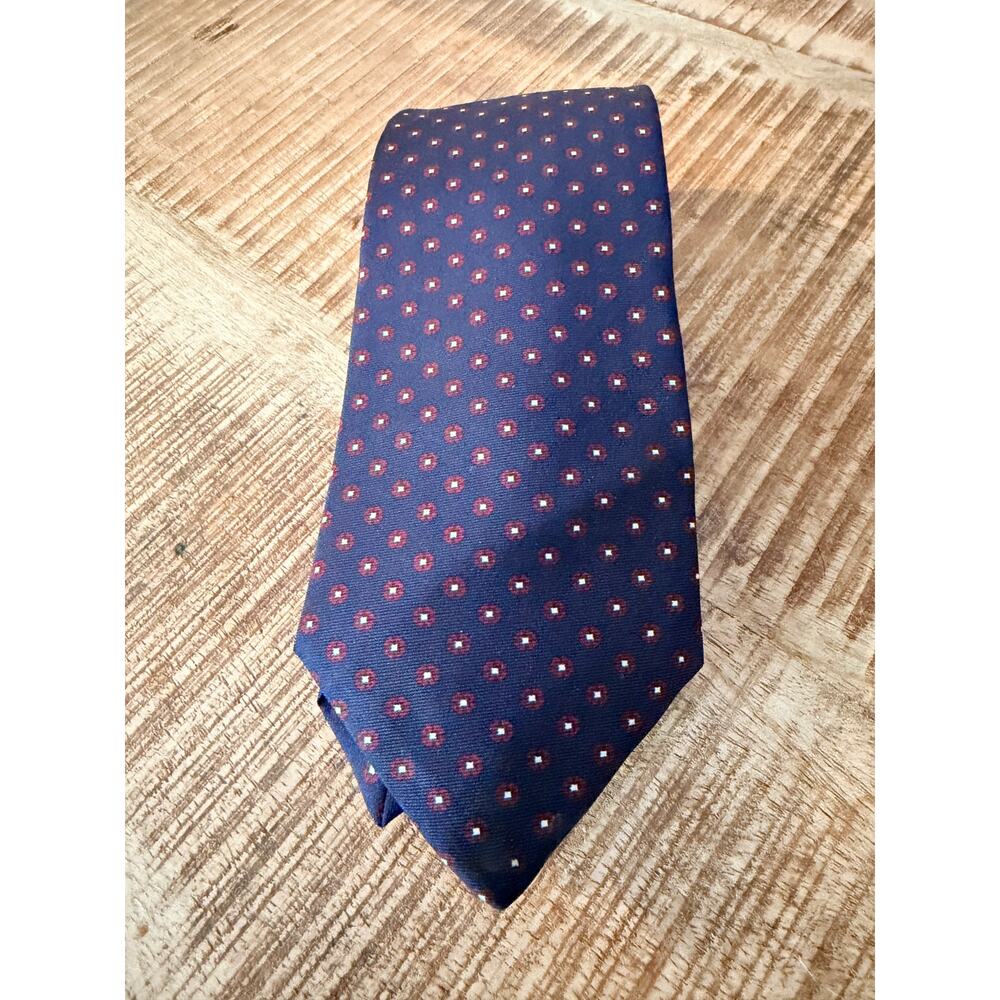 Ferrell‎ Reed Nordstrom Silk Tie Navy Red Dot Pattern Made in England